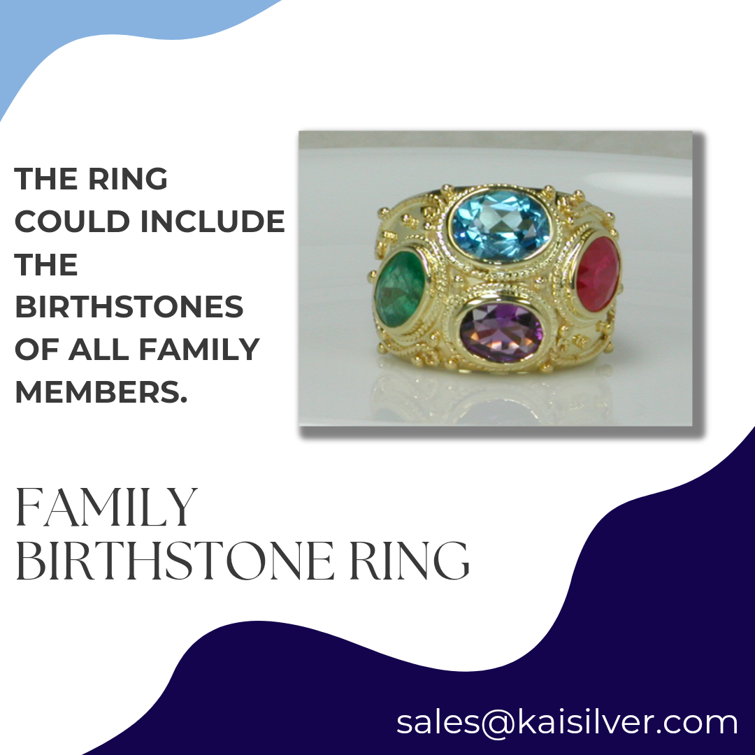 multiple gemstone ring custom gold or silver