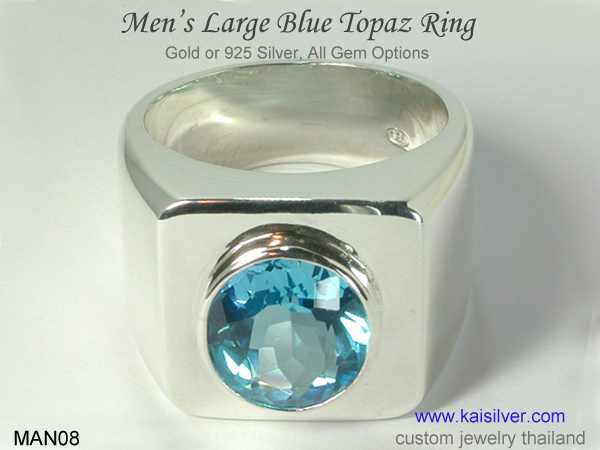 big topaz ring for men gold or silver