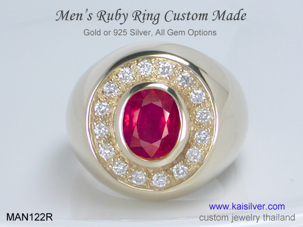 ruby gold ring for men silver