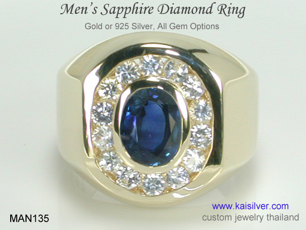 big sapphire diamond ring for men