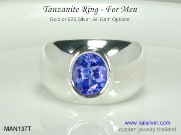 silver tanzznite ring men's 