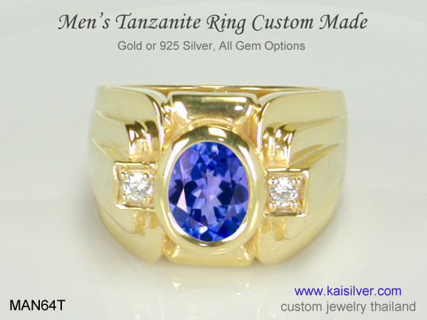 men's wedding or engagement ring tanzanite gold