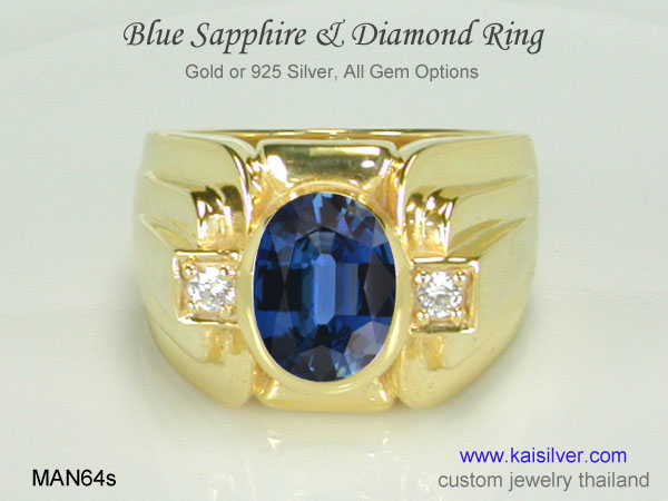 sapphire gold ring for men thailand 