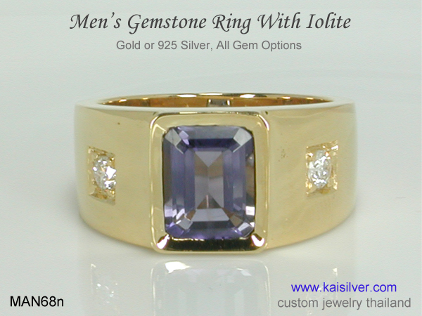 men's ring Thailand with iolite gemstone 