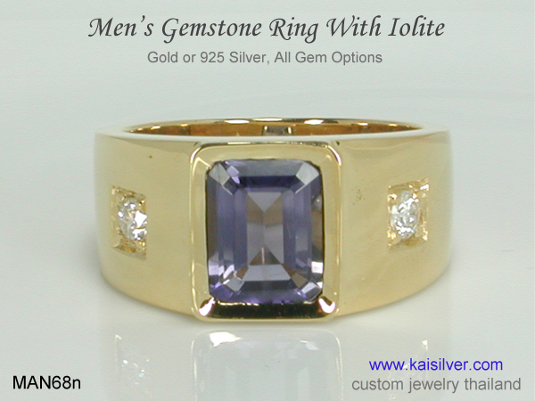 men's ring Thailand with iolite gemstone