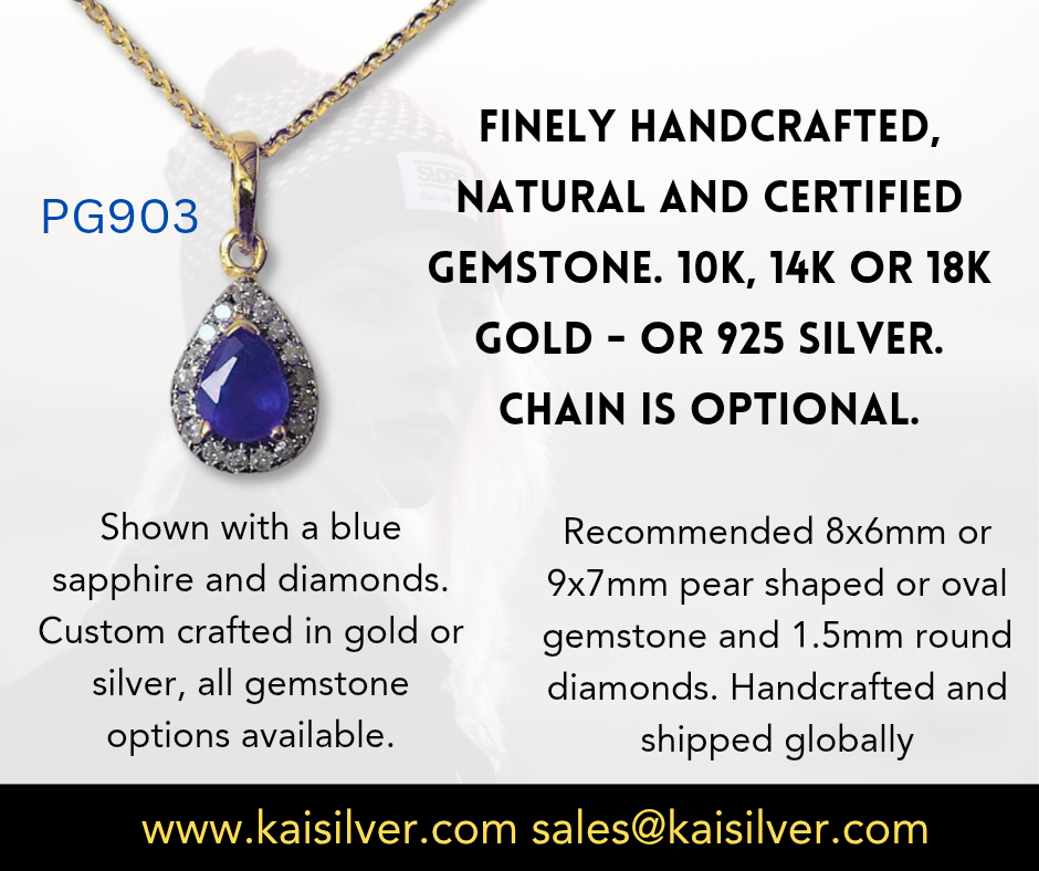 sapphire gold pendant made to order