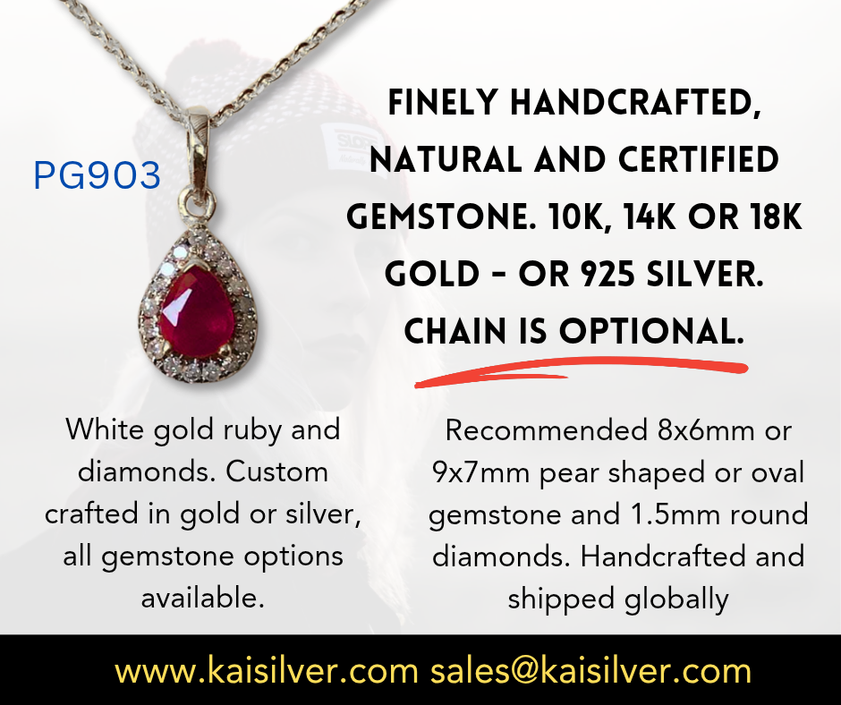 ruby diamond pendant made to order drop shape