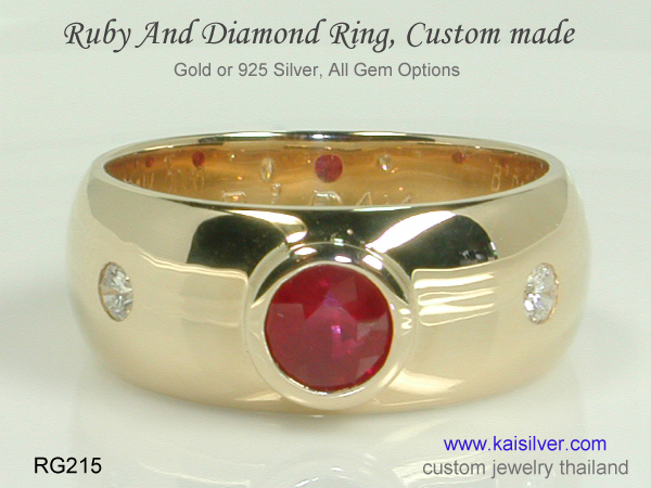 ruby diamond band gold silver