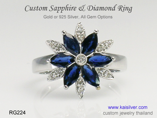 white gold sapphire gemstone ring 