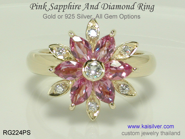 sapphire gold ring blue or pink sapphire 
