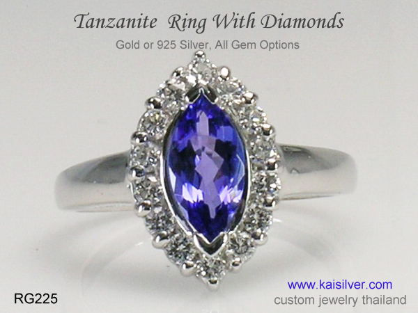 white gold engagement ring tanzanite diamonds