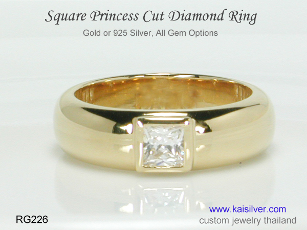 princess cut diamond band ring square 