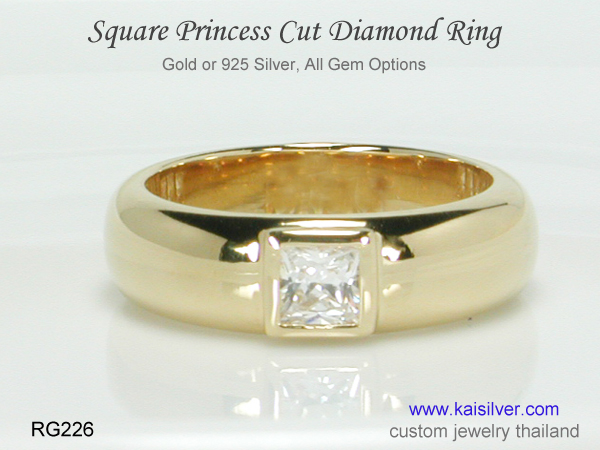 princess cut diamond band ring square