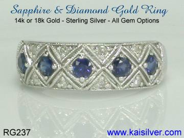 blue sapphire diamond wedding band